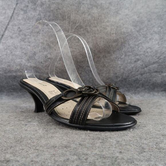 Andrea Shoes Womens 7.5 Heeled Sandal Slip On Fashion Classic Going Out Leather - Picture 1 of 15